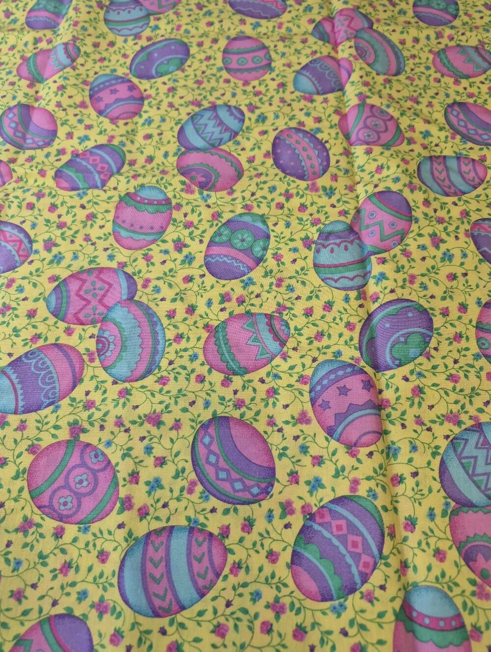 Easter Egg Yellow Floral Fabric 32x44” Spring Craft Material
